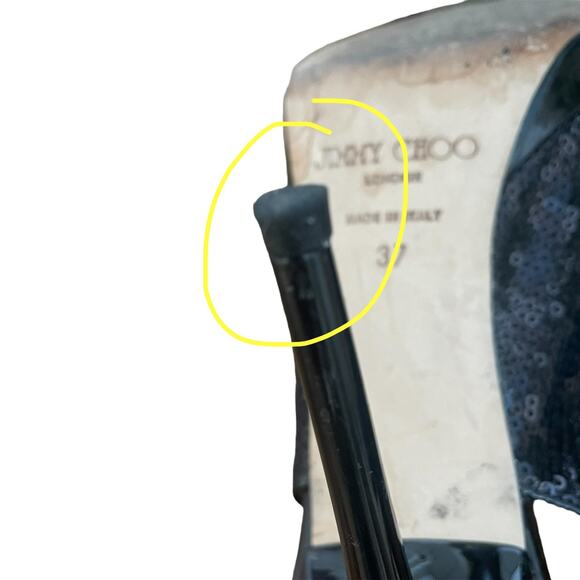 Jimmy Choo Authentic Black Sequin Slingback Heels Sz 37 (7) - Picture 8 of 12